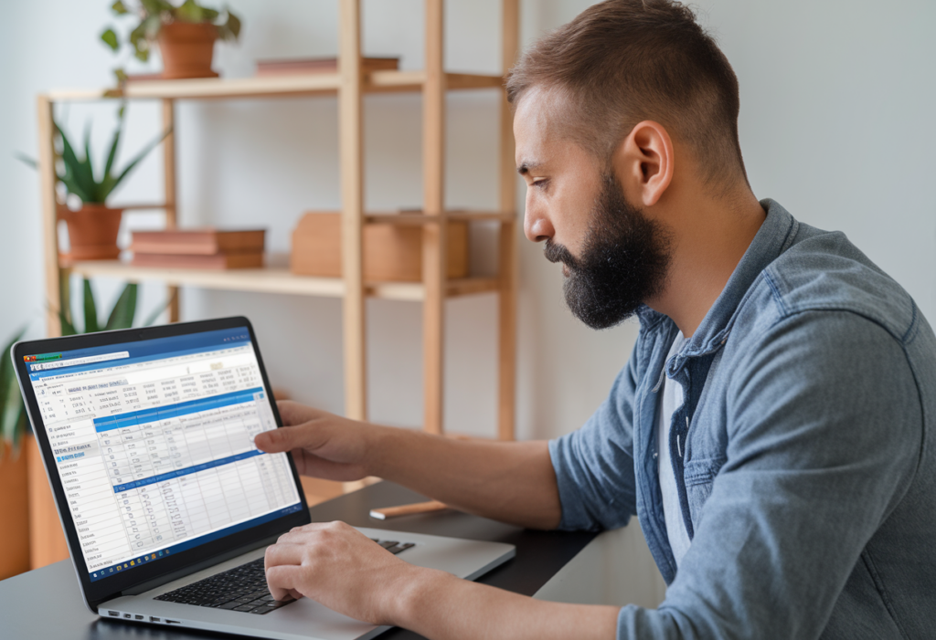 Interface du logiciel Microsoft Excel montrant un tableur avec des données organisées en lignes et colonnes