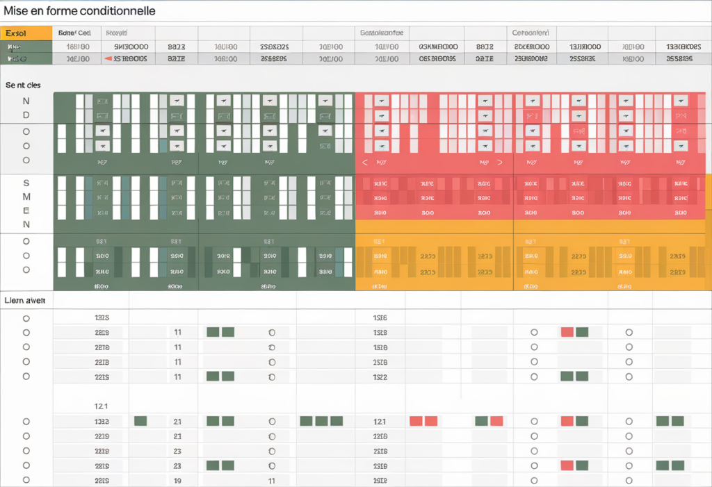 Exemple de mise en forme conditionnelle dans Excel avec des cellules colorées automatiquement