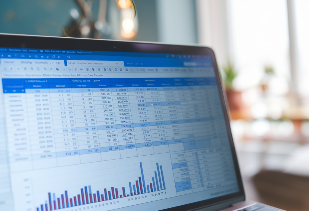 Interface d’Excel en ligne affichant un tableau de données avec formules et graphiques