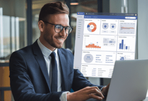Tableau de bord Power BI montrant des graphiques interactifs pour l’analyse de données