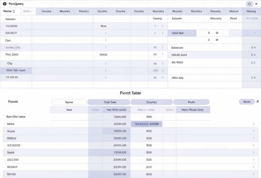 Interface Power Query dans Excel montrant une opération de pivot sur un tableau de données